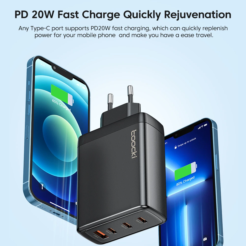 Toocki 120W GaN 충전기, USB C타입 충전기, PD 3.0 고속 충전, 4.0 USB C 고속 충전, 맥북 노트북 삼성 아이폰 14 13