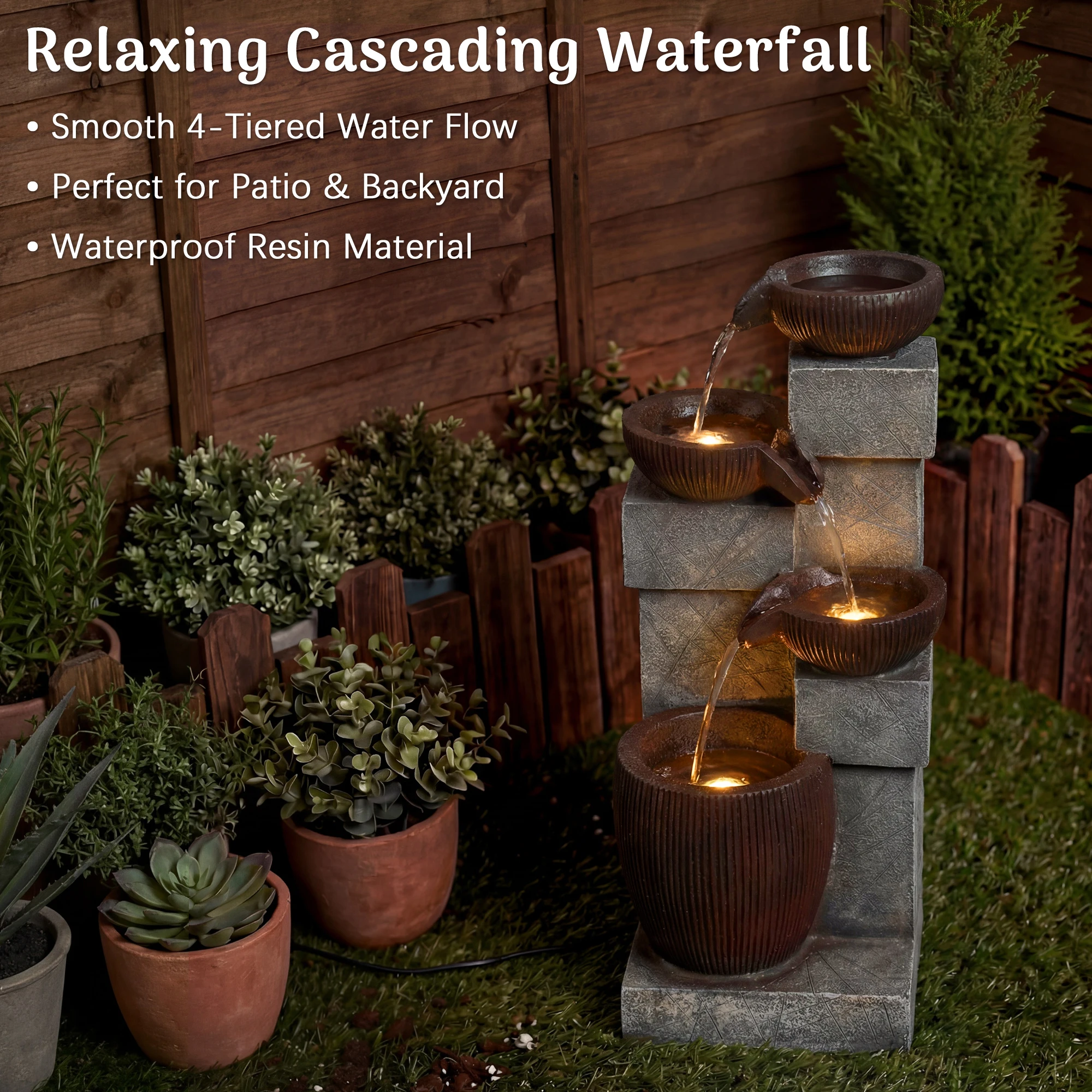 Fonte de Água em Cascata de 4  - Lighting Decoration Ideas avaliação e preço