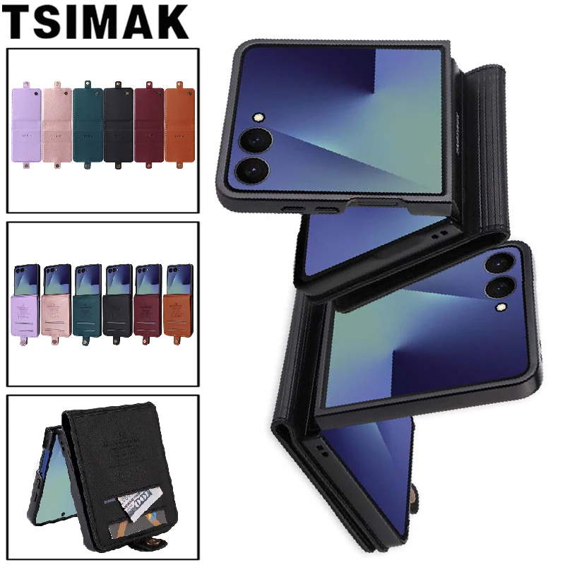 Ledertasche für Samsung Galaxy Z Flip 7 6 5 4 3 Flip7 FE Flip6 Flip5 Flip4 Flip3 5G Business Flip Wallet Card Slot Telefonabdeckung