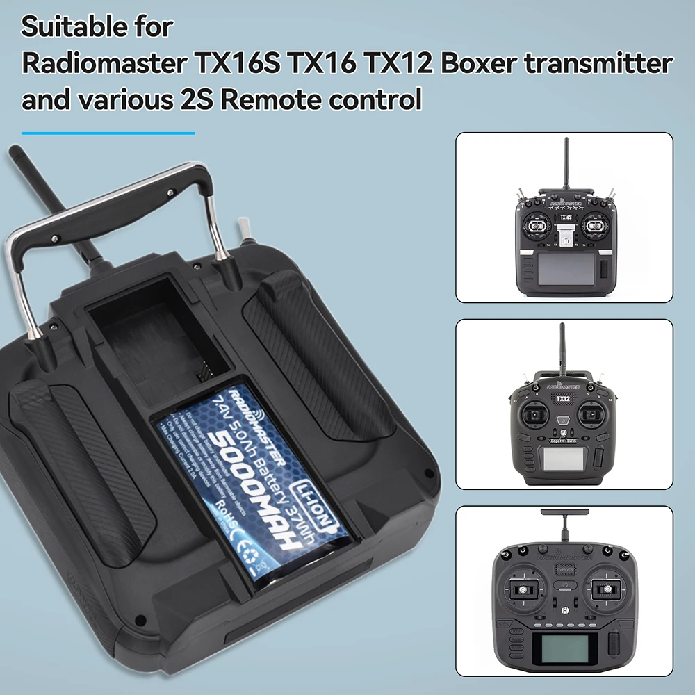 RadioMaster 5000mah 7.4V 2S 37wh JST-XH baterii i wtyczka xtx12/TX16/TX16S/zdalnie sterowany przekaźnik bokser