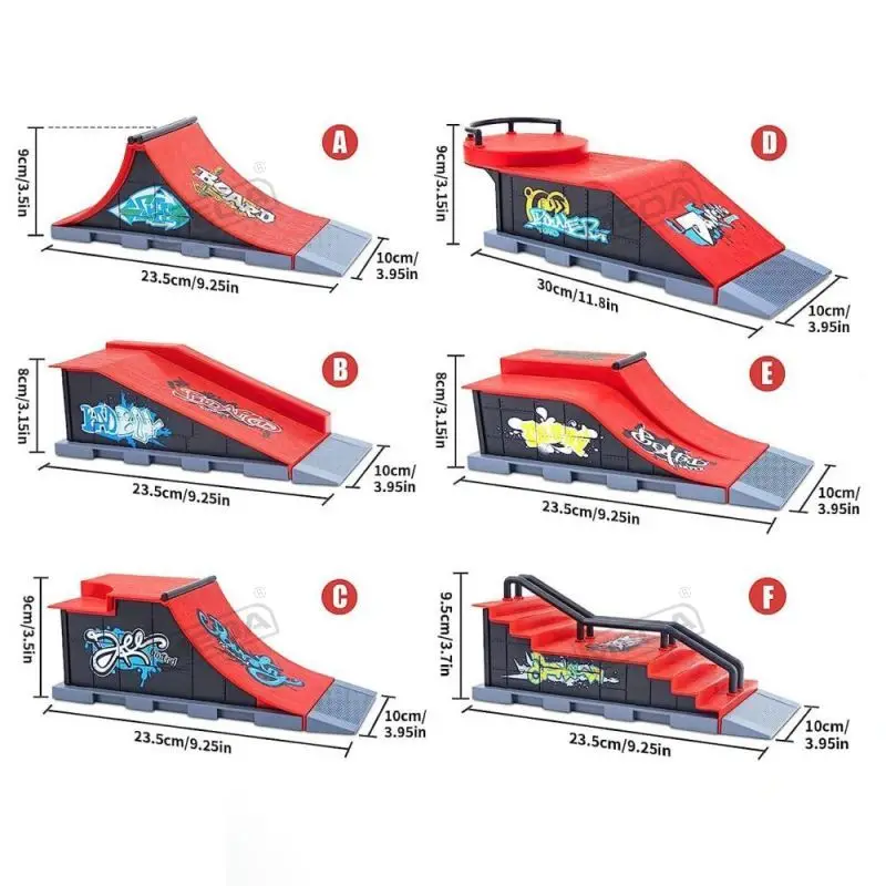 Finger Skatepark 6-in-1 Set Professional Tech Practice Deck Stadium Stunt DIY Finger Skateboard Assemble Ramp Park Kits Toys