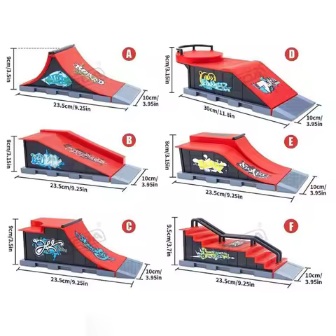 Finger Skatepark 6-in-1 Set Professional Tech Practice Deck Stadium Stunt DIY Finger Skateboard Assemble Ramp Park Kits Toys