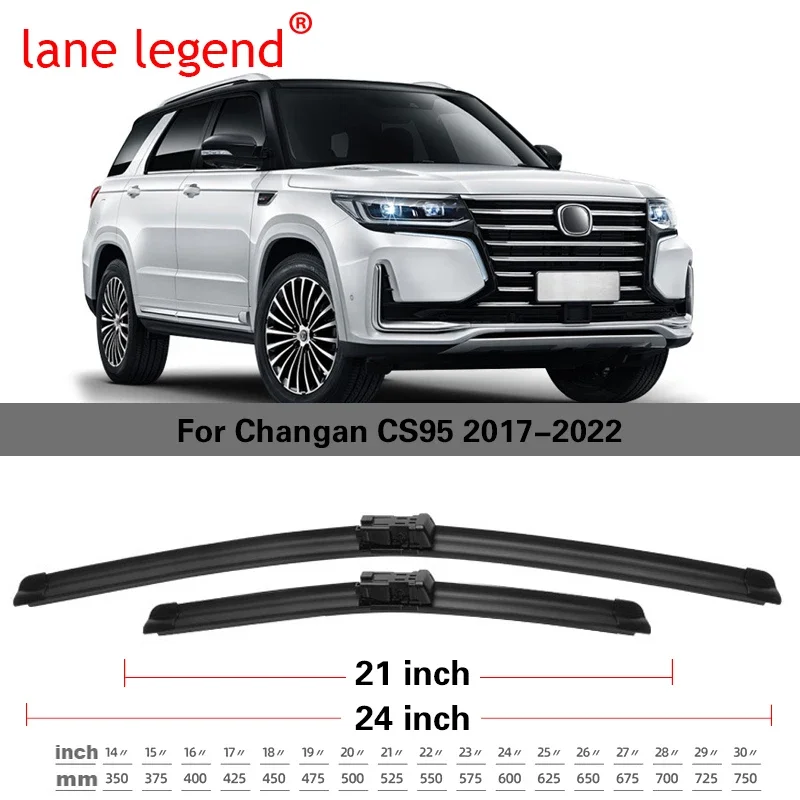 For Changan CS95 2017 2018 2019 2020 2021 2022 Accessories Front Rear Frameless Wiper Blade Silicone Windscreen Auto Cleaning