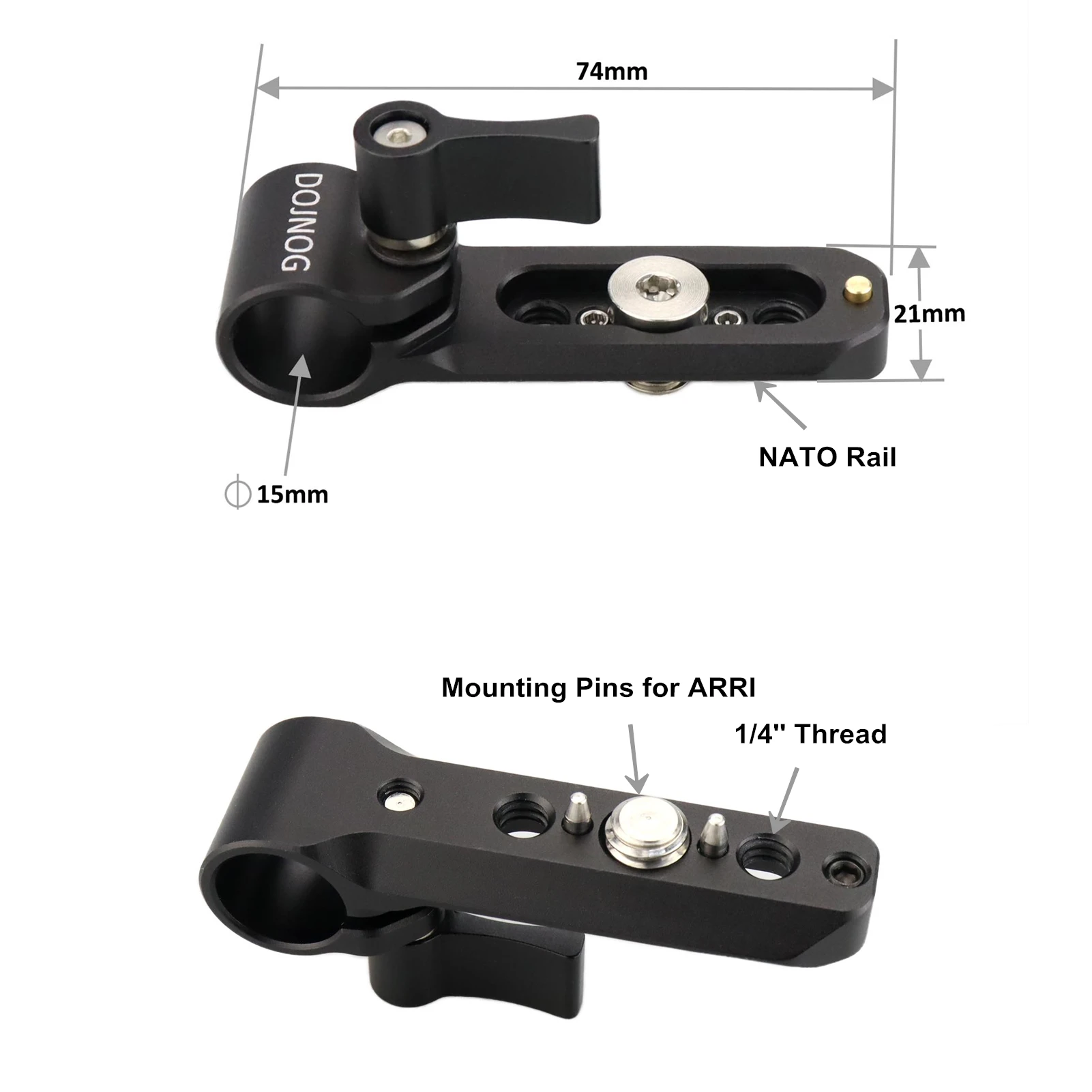 MAGICRIG 15mm Rail Clamp Mount Rod Clamp with NATO Rail Compatible with 15mm Rod and NATO Clamp for Camera Handle / Camera Cage
