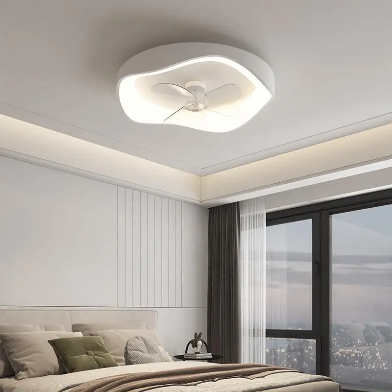 Modern minimalist bedroom fan ceiling lamp white restaurant lamp smart creative home Nordic personality room fan lamp 110V 220V