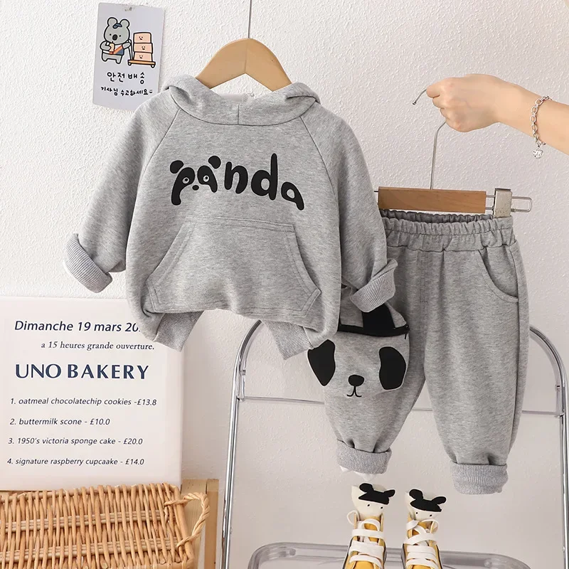 

Spring Autumn Boys Clothing Set Kids Cartoon Panda Pullover Tops Pants 2Pcs Suit for Boys Children Sports Costume Infant Outfits