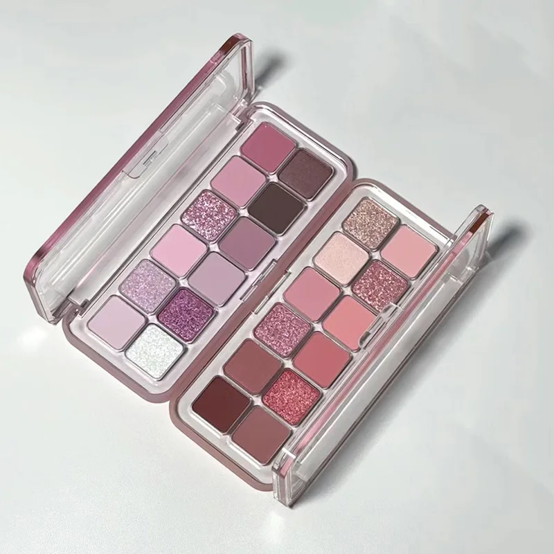 12 色シマーマットアイシャドウパレットヌードローズピンクグリッター顔料アイシャドウ持続防水メイクアップパレット化粧品