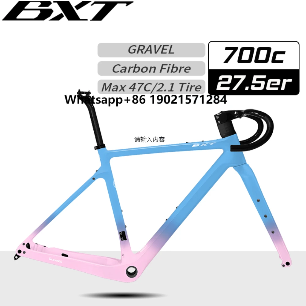 

BXT 700C Gravel Bicycle Frame 27.5er Disc Brake Gravel Carbon Frame Thru Axle Frame With Full Hidden Cable Routing Customizable