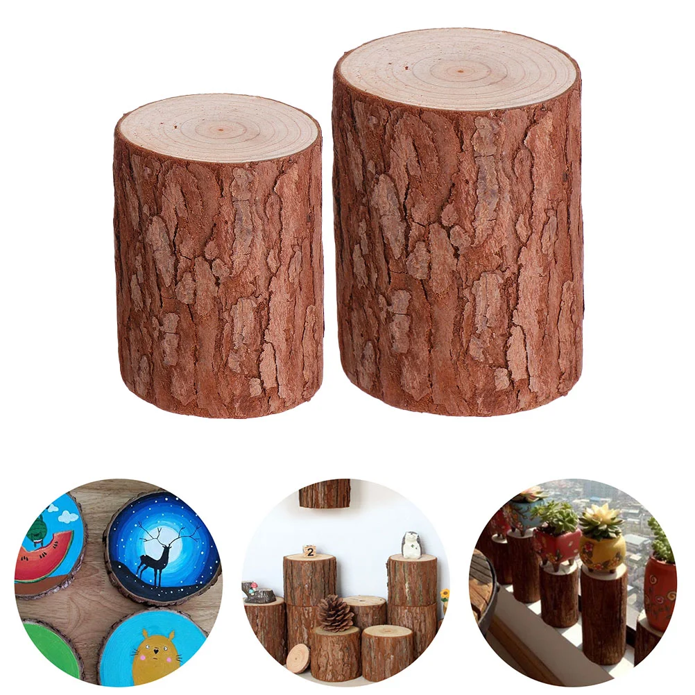 2 Pcs Ornaments Wooden Pile Display Stand Photo Chinese Fir Artificial Stump for Decoration