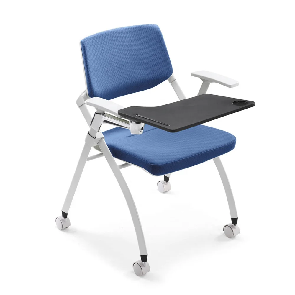 School office project folding seat training chair with writing pad tablet