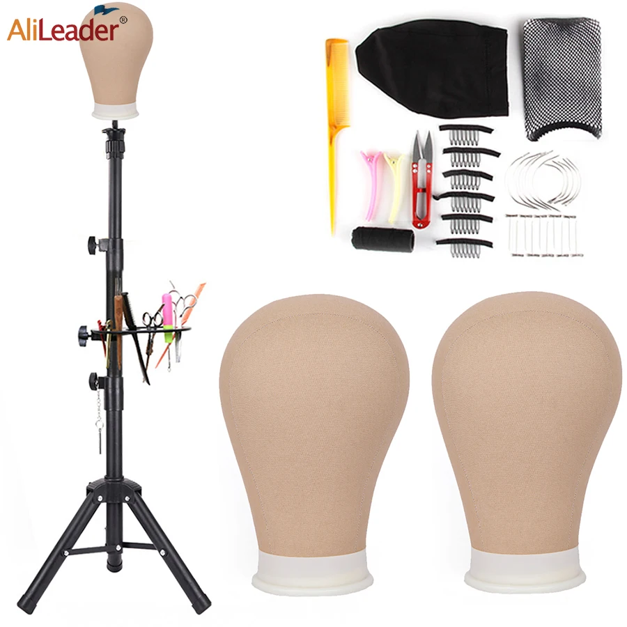 Professional Wig Making Set Canvas Head Strong Metal Mannequin Head Stand Tripod Heavy Duty Luxury Wig Head Stand