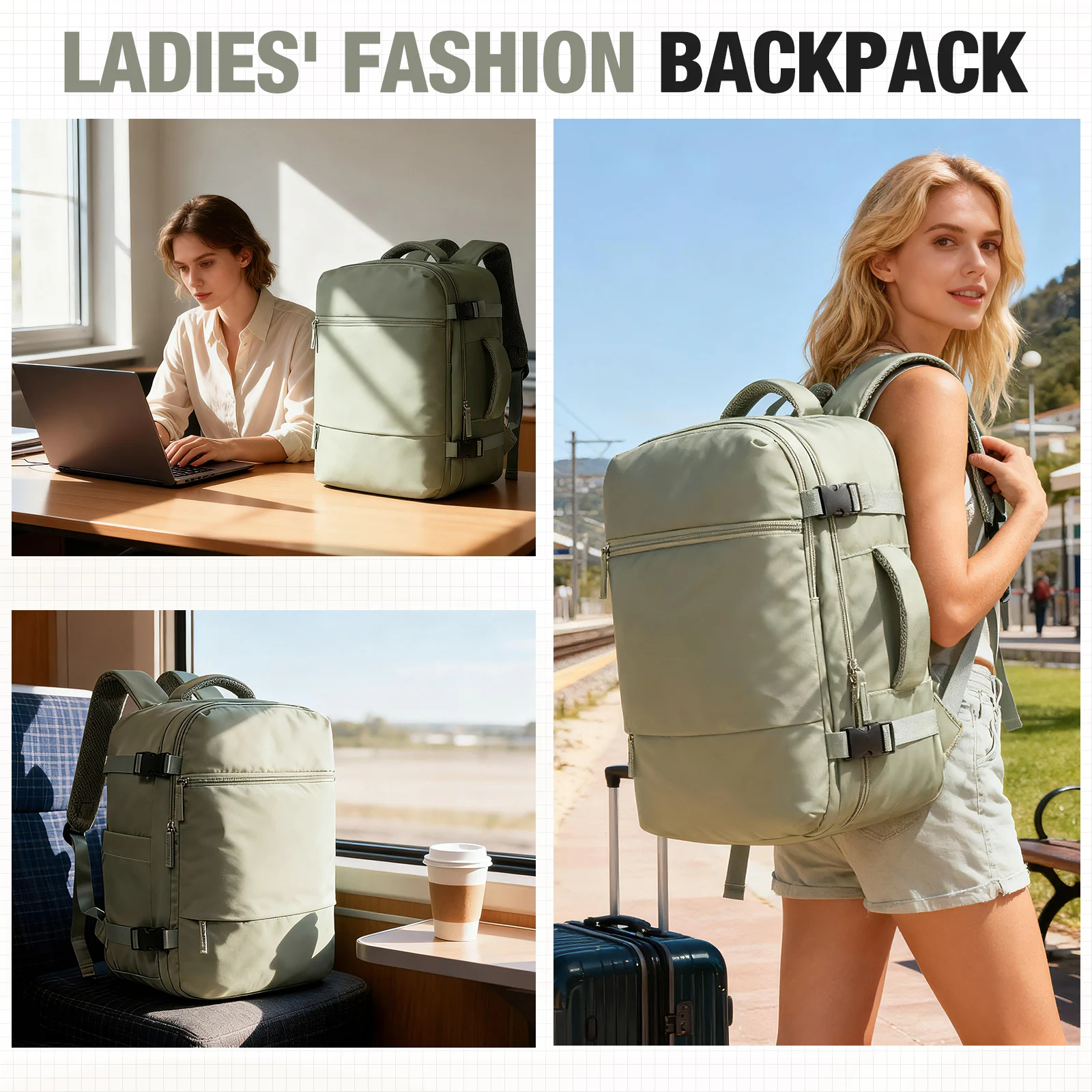 حقيبة أمتعة المقصورة، Ryanair 40x30x20 حقيبة الرجال النساء 15.6 بوصة حقيبة كمبيوتر محمول الأعمال العمل حقيبة السفر، حقيبة المدرسة الجامعية #6