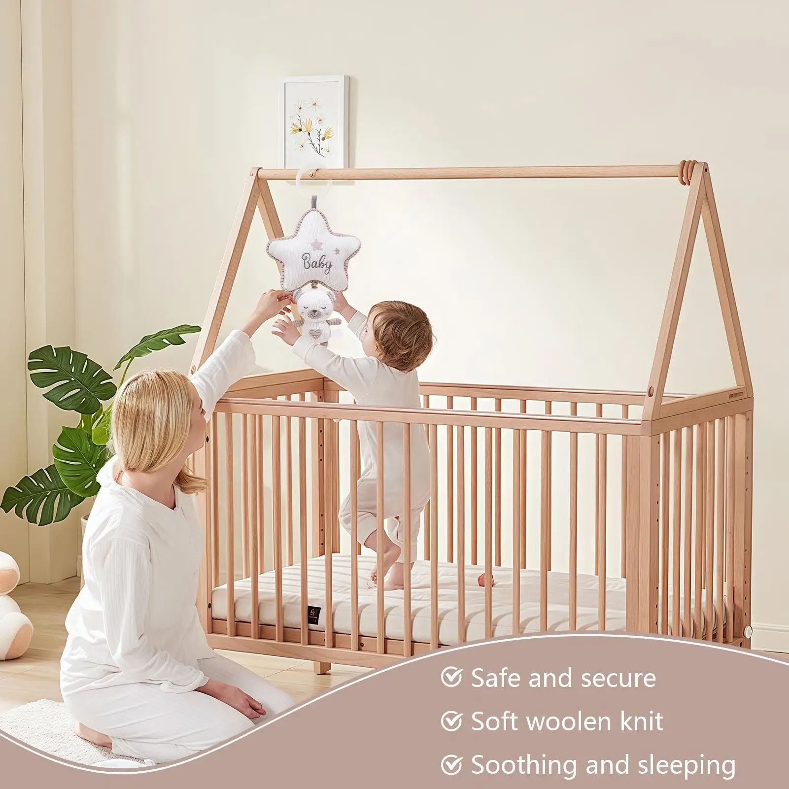 Hochet Musical pour bébé, jouet, lapin suspendu, poupée mignonne avec boîte à musique, fil à tricoter, Art pour berceau, landau, voiture