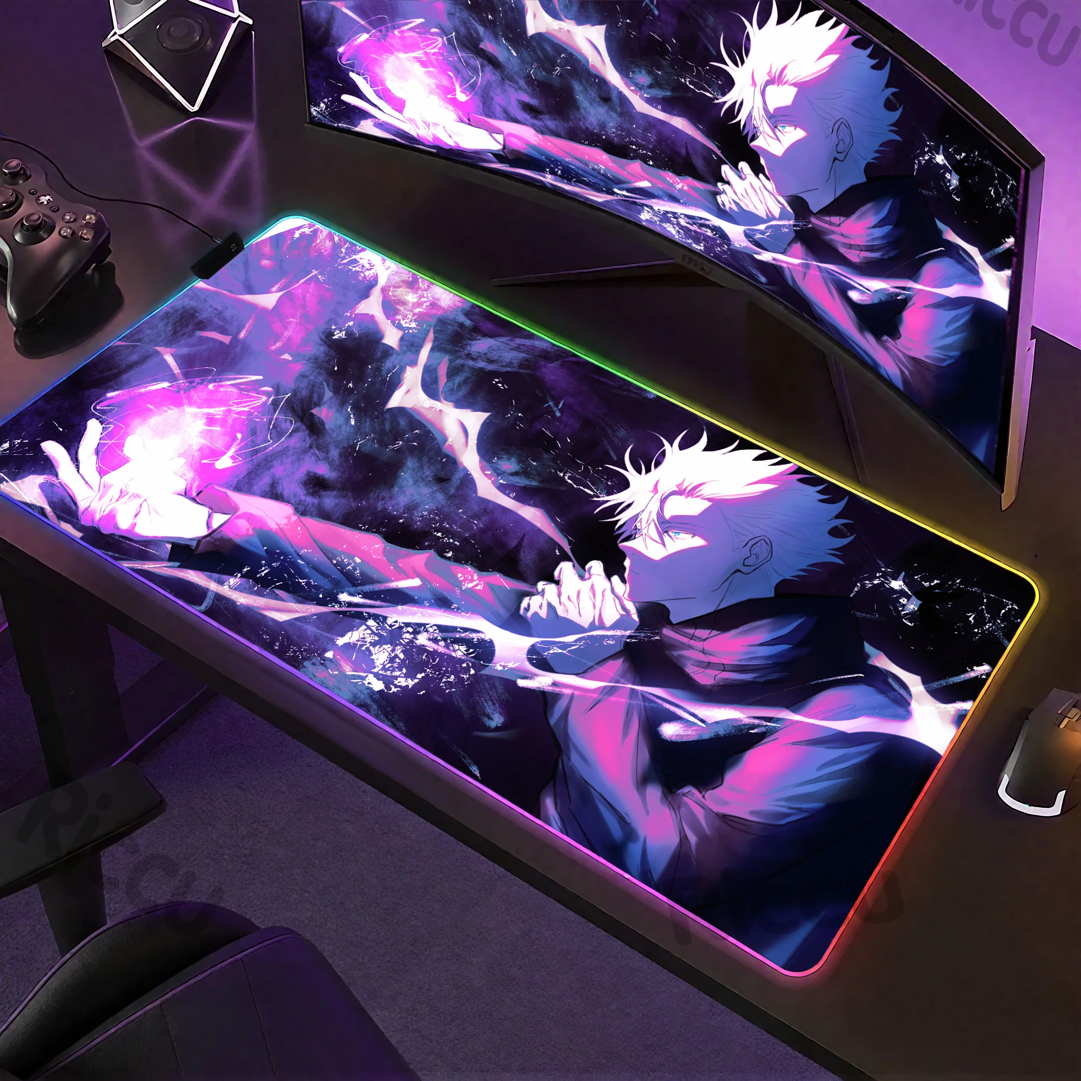 

RGB PC peripherals Large Gaming Mouse Pad J-ujutsu Kaisen Gojo Satoru Mouse pad LockEdge Thickened Computer Keyboard Mat Rubber