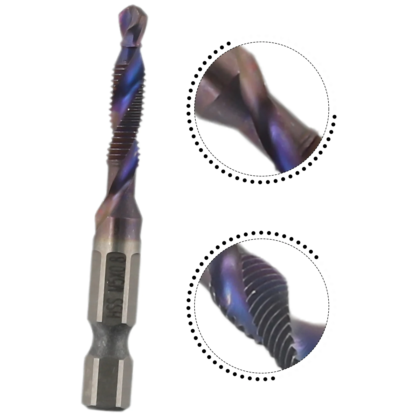 1pc Tap Drill Bit Hex Shank Titanium Plated HSS Screw Thread Metric Tap Drill Bits Compound Bit M5 M6 M8 M10 Hand Tools