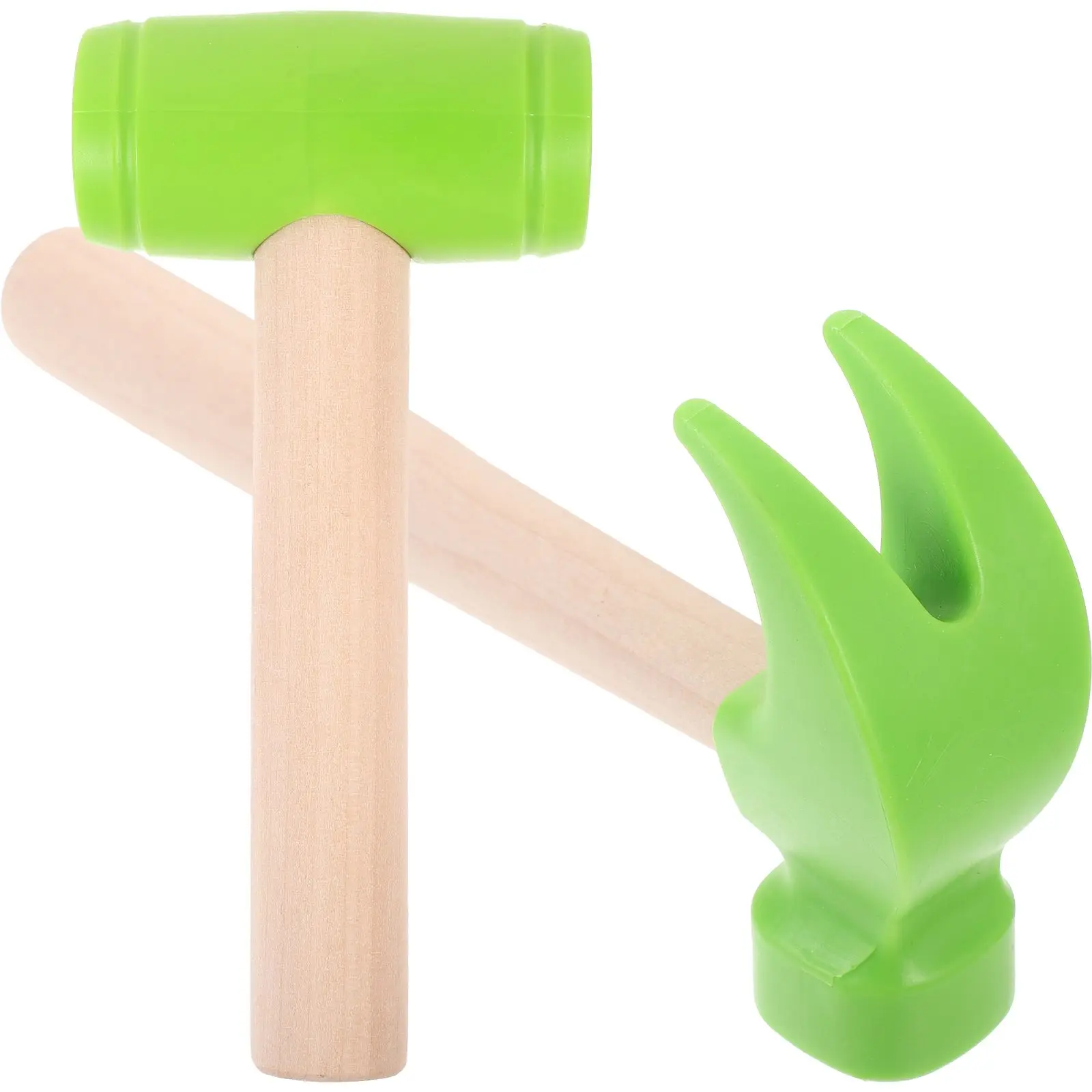 

2 Pcs Green Wooden Hammer Toy Kids Tools Lightweight Pretend Play Pounding Baby Toys Fun Gifts Children Hammer Toys