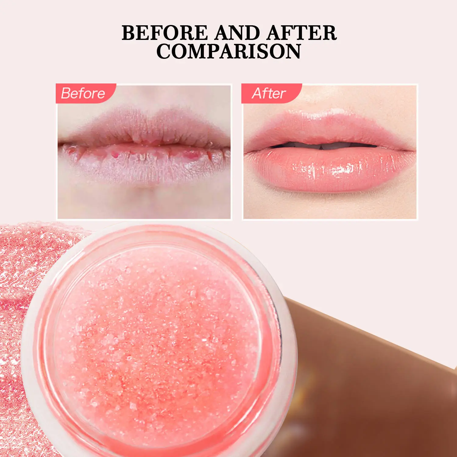 Brown Sugar Lip Scrub Indulge in roze en zachte lippen, hydrateert en hydrateert de lippen Kalmeert en verzacht de lippen, 20 g