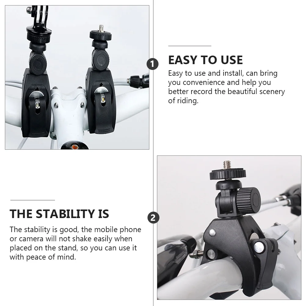 

2Pcs Multi-Functional Bike Camera Bracket Stable Easy Install Plastic Mobile Phone Holder for Cycling Video Photography