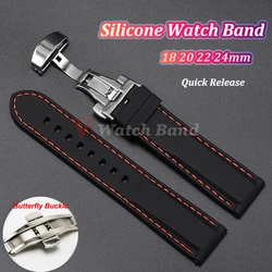 Quick Release Silicone Strap for Seiko 5 skx turtle Men Women Sport Waterproof Watch Band 18mm 20mm 22mm 24mm Butterfly Buckle