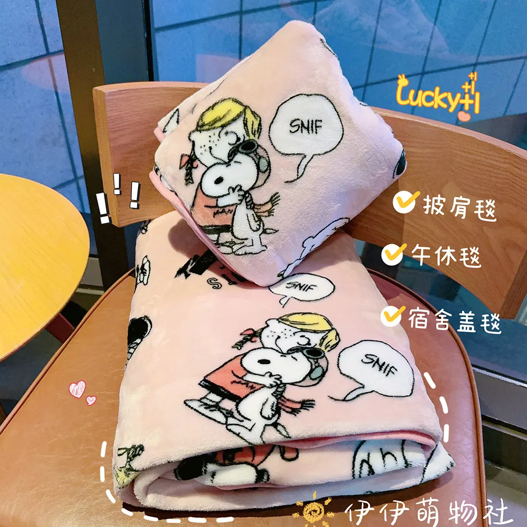 

Уютное теплое одеяло с принтом Снупи, розовое, с мультяшным рисунком, фланелевое, для дивана, спальни, покрывало, подарок для девочки