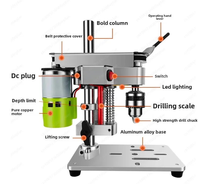 Home Mini Table Drill DIY Table Repair Table High Precision DC Variable Speed Drilling Electric Drill