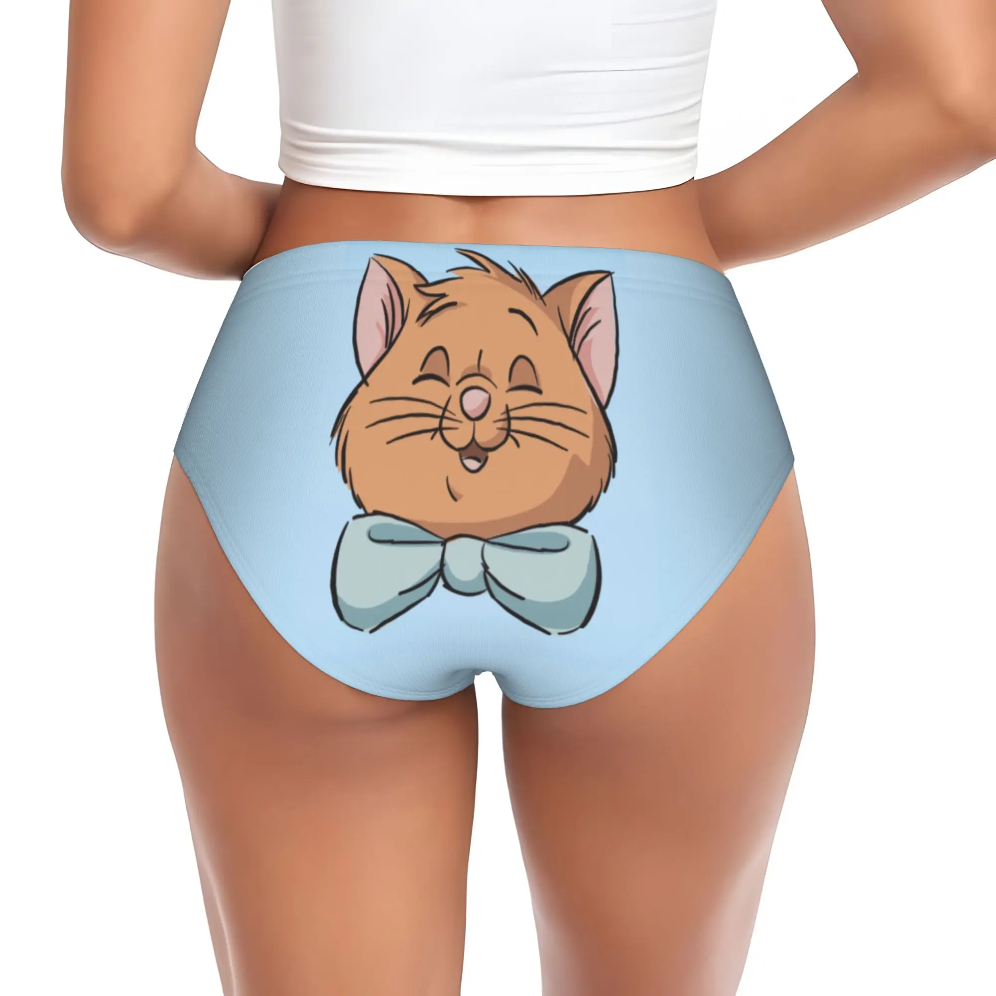 Custom M-Marie Cat Cartoon Briefs Underwear Womens Breathable Stretch  Panties