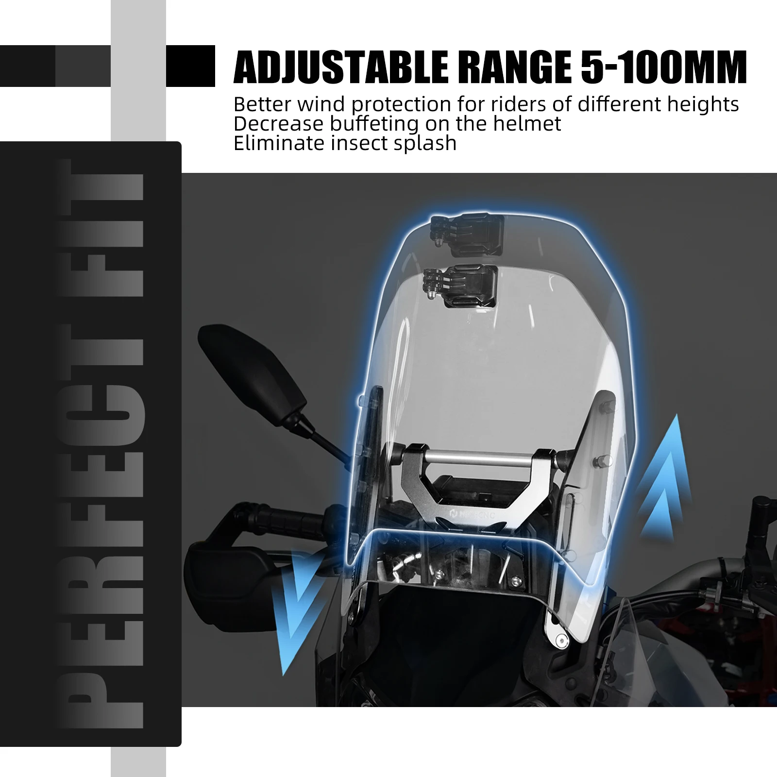 دعامات الزجاج الأمامي القابلة للتعديل للدراجات النارية لياماها تينيري 700/XTZ700 2019-2024 Tenere700 رالي 2020-2024 Tenere 700 WR 2022