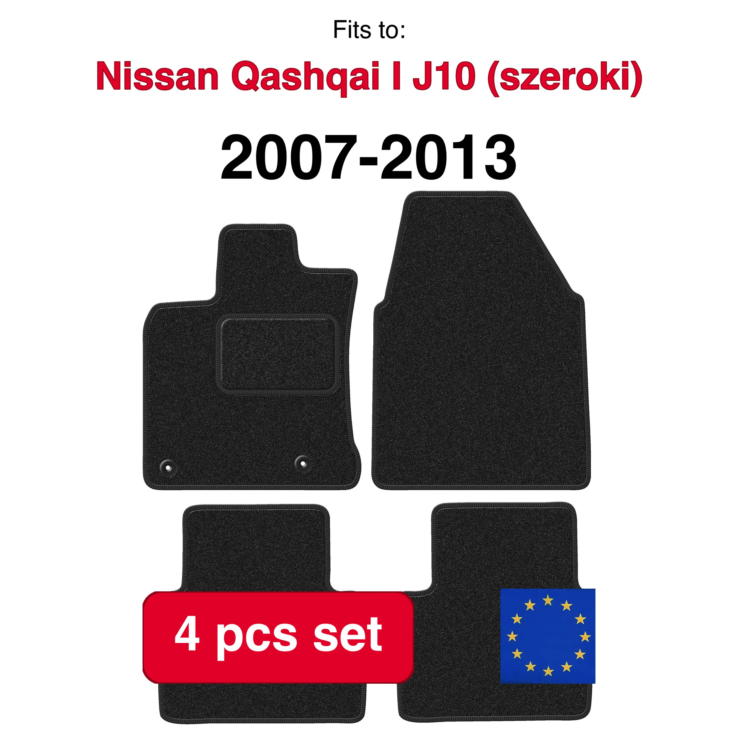 ANTHRA auto velour matten voor Nissan Qashqai J10 (breed) crossover (2007-2013) - antraciet (4 stuks) auto passende automattenset