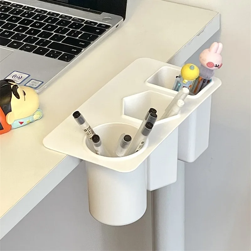 Desk Side Sticky Makeup Brush Storage Tube Ins Style Simple Stationery Wall Mount Multi‑function Student Desk Side Pen Holder