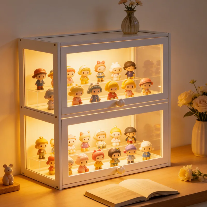 

Figure display cabinet with lamp transparent household blind box storage two-dimensional element