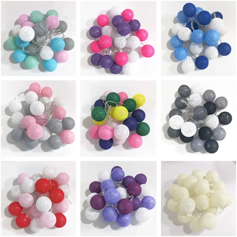 Battery Powered 4cm Cotton Ball Lighting String Wedding Party Birthday Proposal Home Staircase Room Decoration Accessories
