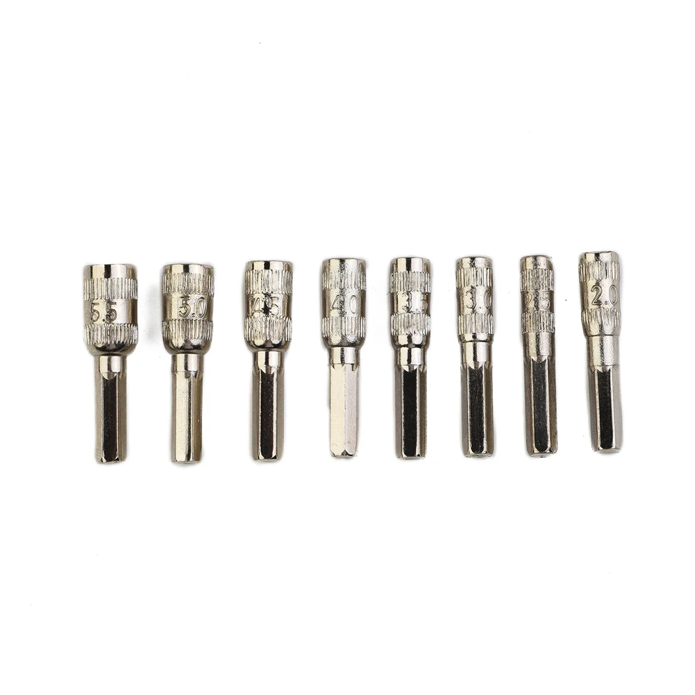 8pcs 6 Point H4 Hex Socket Screwdriver Bit Set PH2-5.5mm Hex Shank Hex Nut Socket Sleeve Nozzles Nut Driver Drill Bit Hand Tool