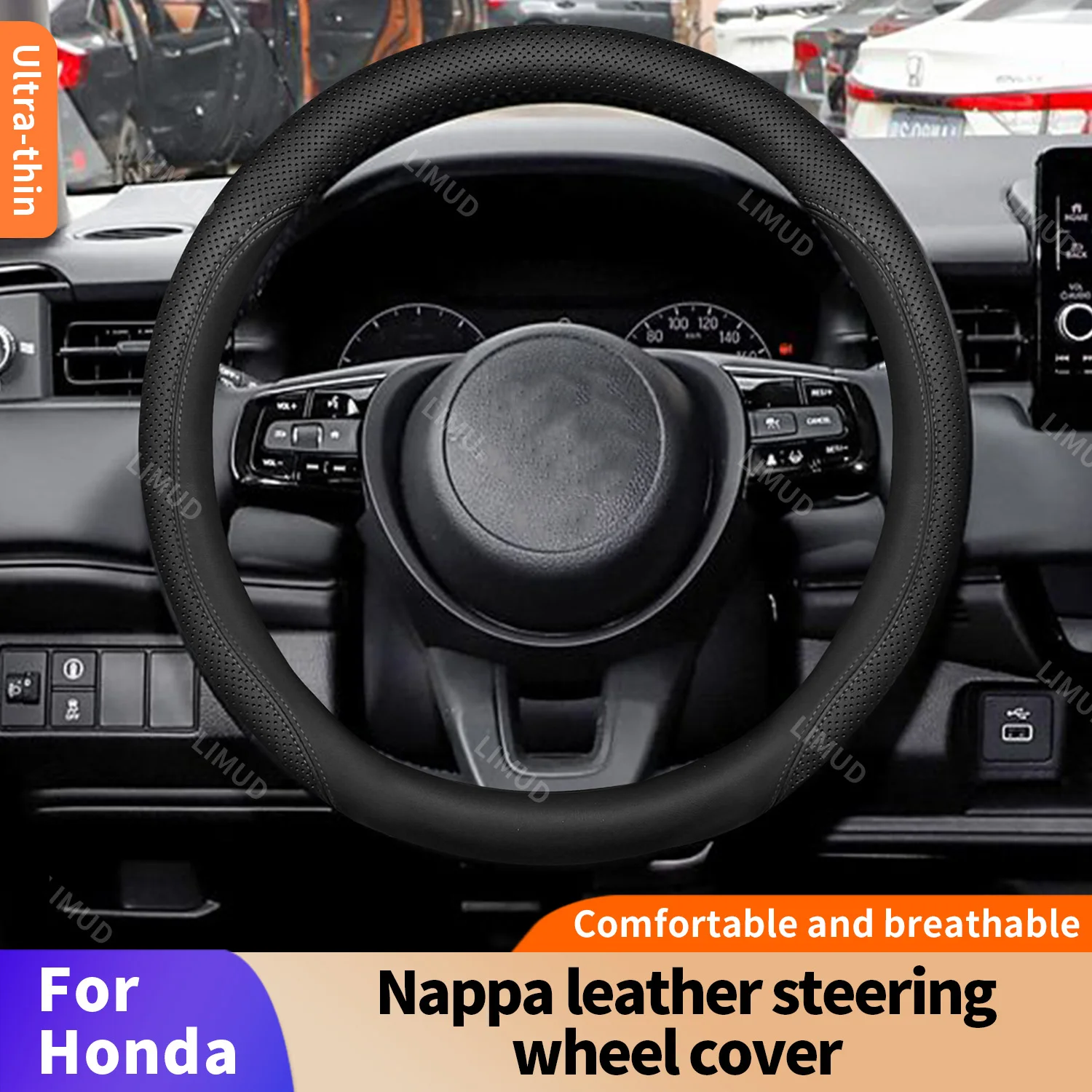 

For Honda FIT LIFE CIVIC H RV Spirior Inspire Avancier HR-V Vezel car steering wheel cover Nappa leather easy to install