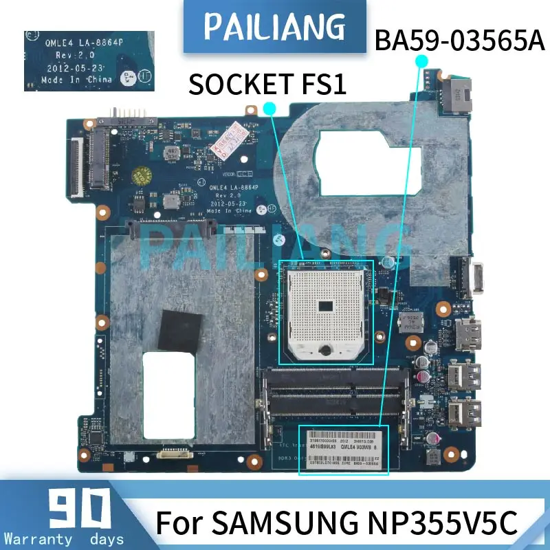 

Оригинальная материнская плата для ноутбука SAMSUNG NP355V5C, протестированная материнская плата QMLE4 SOCKET FS1 DDR3 для ноутбука