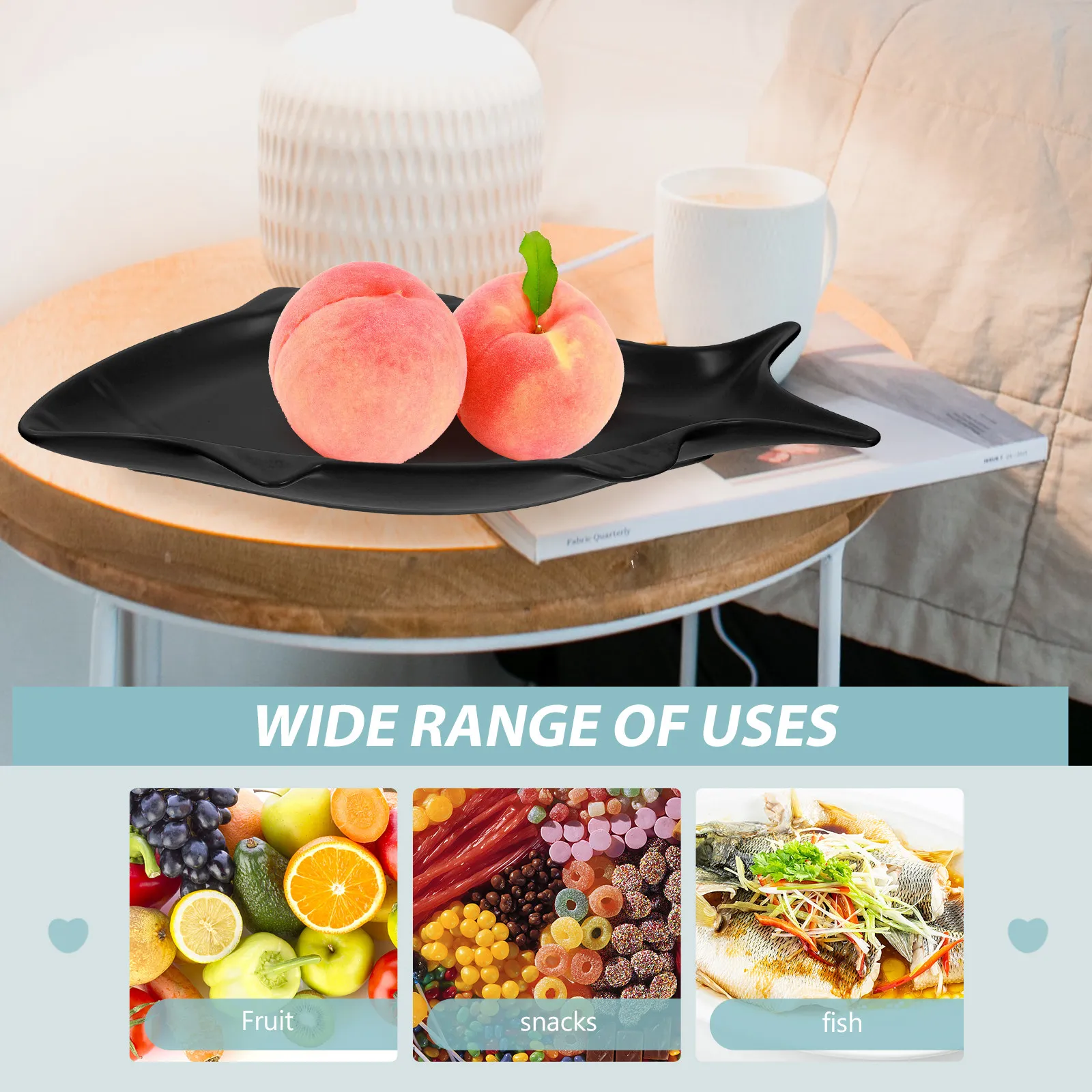 

Керамическая тарелка в форме рыбы: Премиальный многофункциональный поднос для хранения продуктов (мяса, фруктов, закусок, тортов, десертов), портативный и компактный