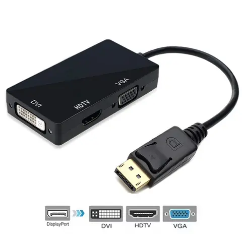 Displayport Hub Display Port to HDMI-Compatible VGA DVI Adapter Cable Male to Female Converter for PC Monitor Projector HDTV