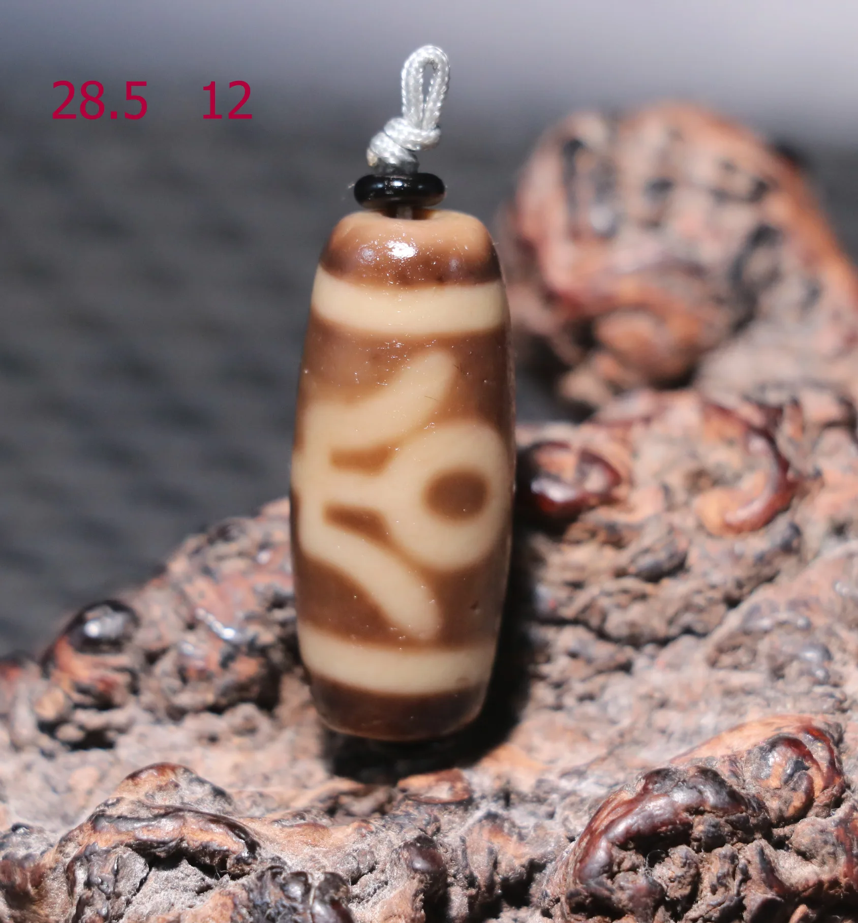 Energy Tibetan Old Agate Oily Patina Guiren Tairen Big Man dZi Bead Amulet 5WA+ Pendant Amulet  Timestown PRL230601ha