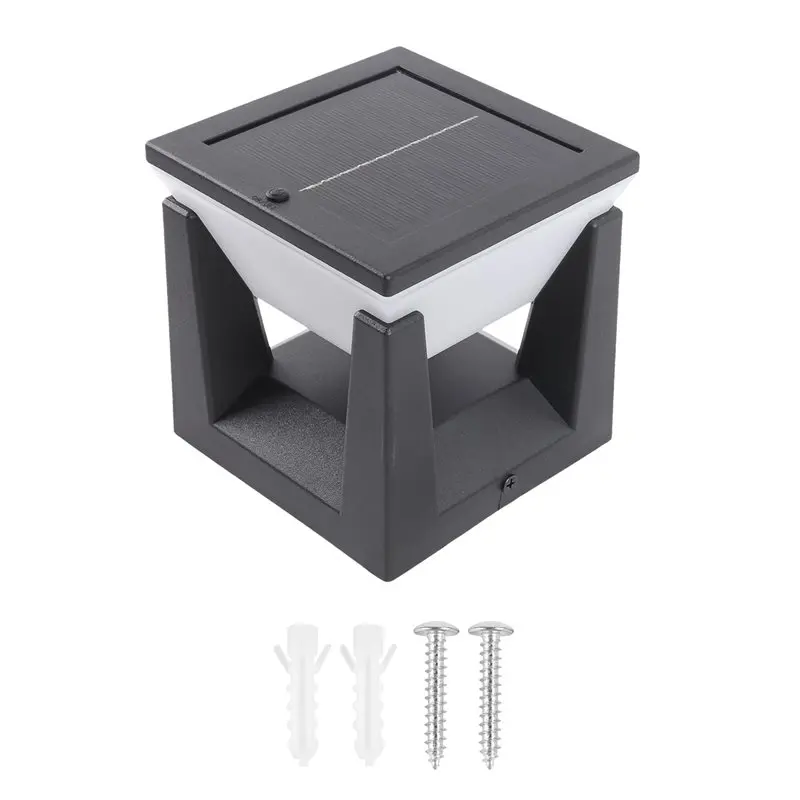 ABAH-Modern Outdoor Solar Post Light Solar Powered Pillar Lamp Waterproof Fence Deck Cap Lamp Landscape Column Lighting