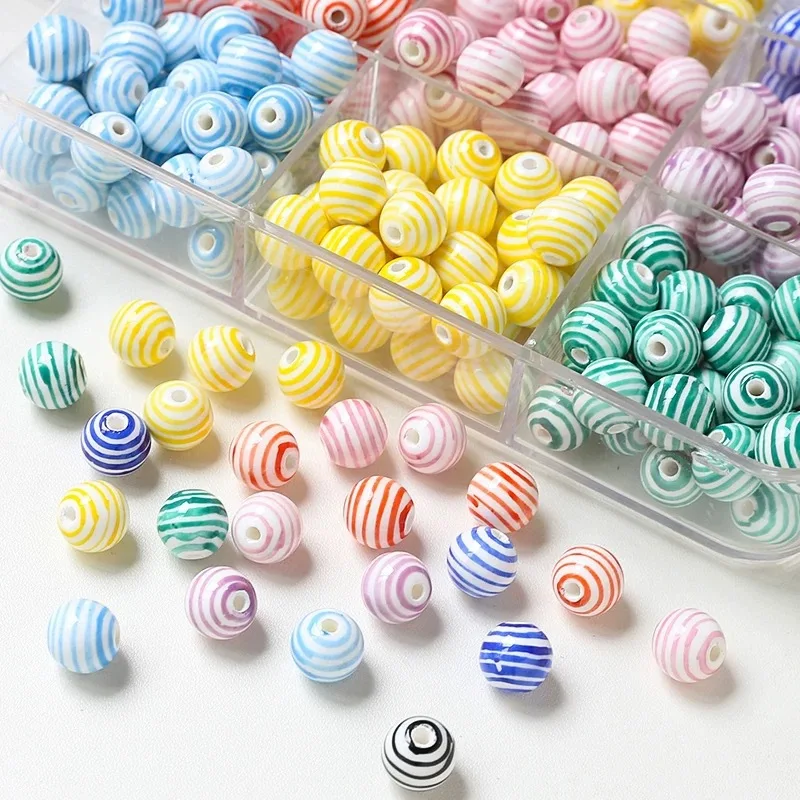 5pcs 12mm Hand-painted Candy Ceramic Round Beads Baroque Style For Jewelry Making DIY Bracelet Necklace Pendant Accessories