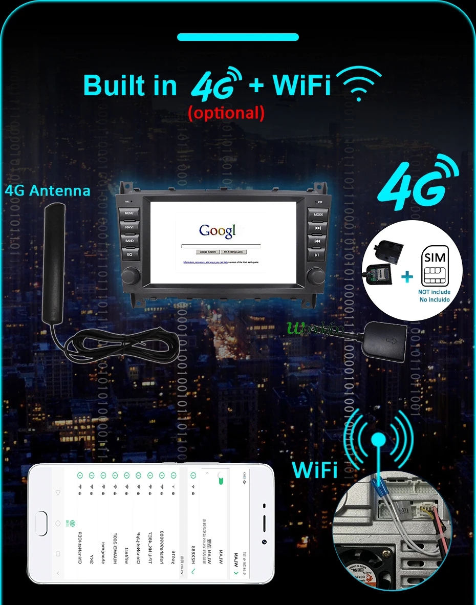 8'' Screen Car Radio Android 14 Auto CarPlay For Benz C-CLASS W203 CLK/A/G-CLASS W209 W168 W463 Autoradio 2din Multimedia Player