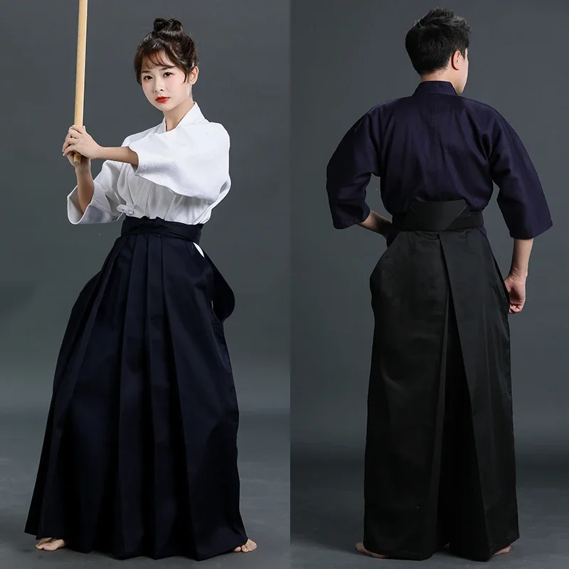 100%Cotton Japan Kendo Aikido Hapkido Martial Arts Clothing Sportswear Hakama Martial for Mens Women Traditional Clothing