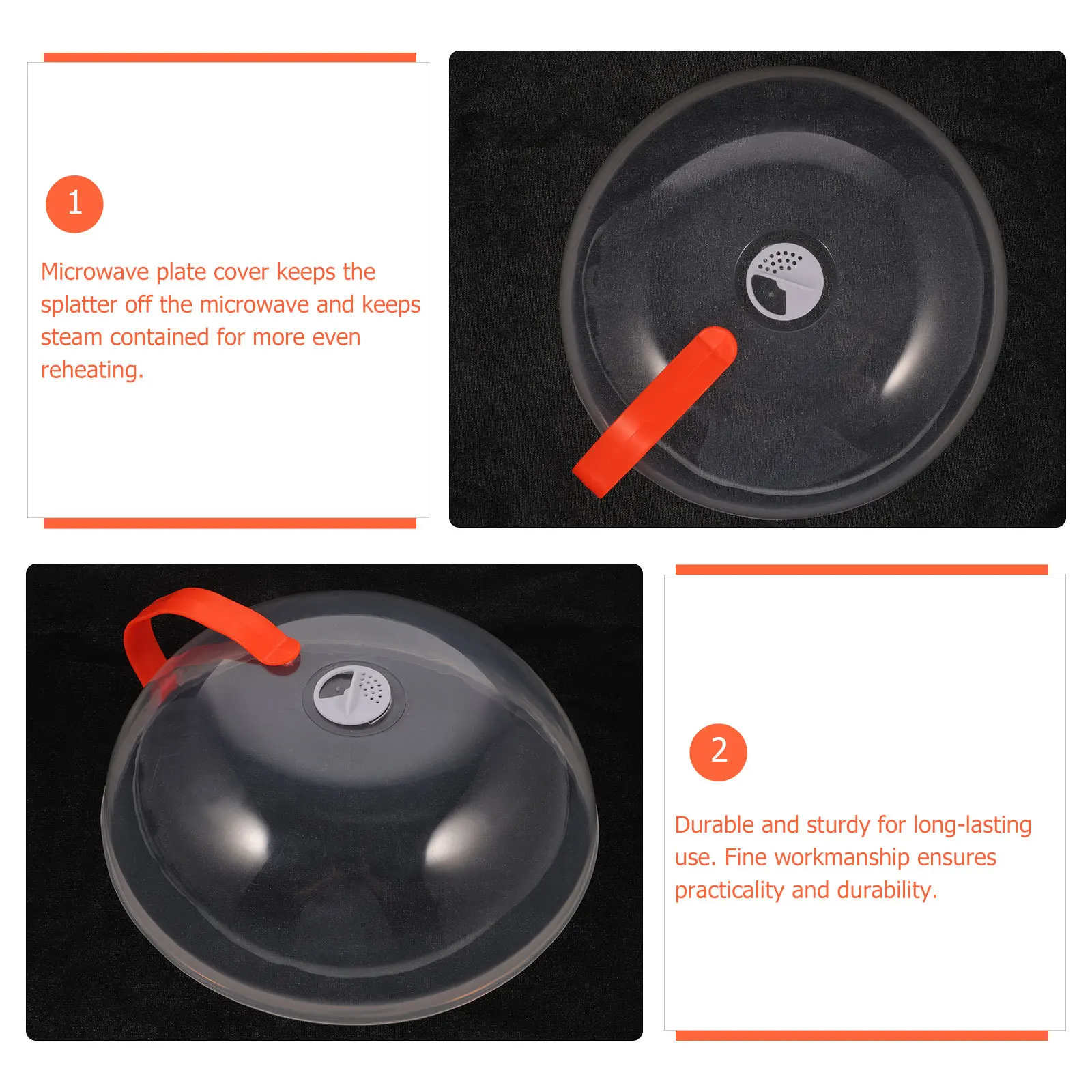 

2Pcs Anti-Splatter Microwave Cover with Steam Vents and Handle for Quick Cooking and Easy Cleaning Splatter Guard for Plate