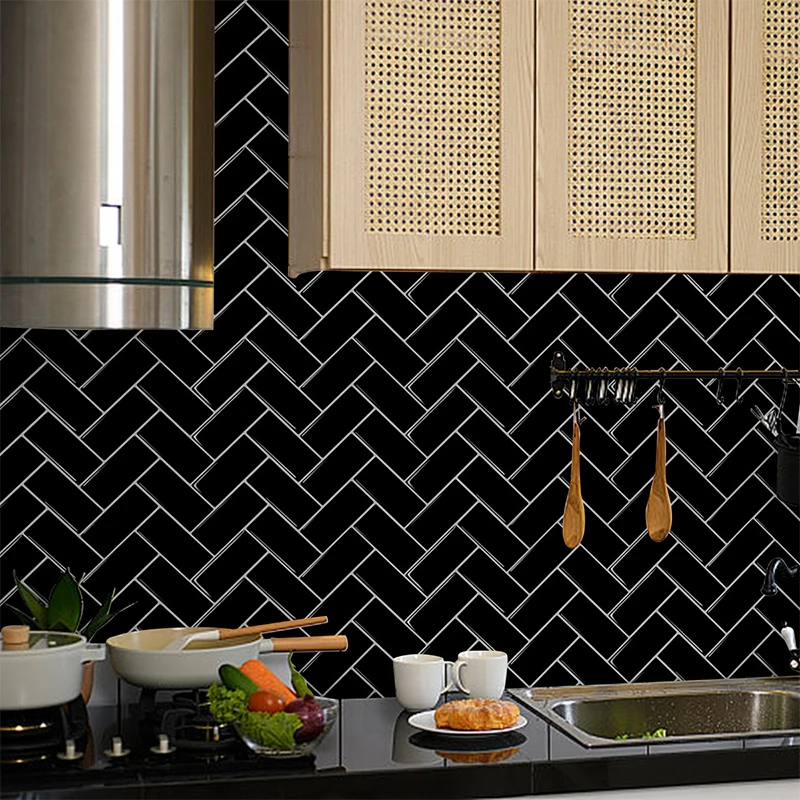 5/10PCS Peel and Stick Herringbone Self-Adhesive Wall Tiles Sticker Kitchen Backsplash Waterproof Vinyl Wallpaper For Bathroom