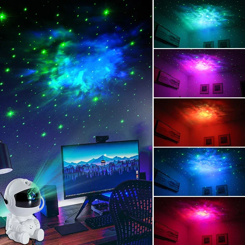 Creative and Cute Colorful Night Light Guitar Astronaut Starry Sky Light Full of Stars LED Laser Atmosphere Projection Light