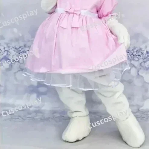 زي تميمة دب وردي للبالغين ، تأثيري أنيمي ، فستان أبيض ، عيد الهالوين ، حفلة كرنفال ، أحداث ، هدية عيد الميلاد