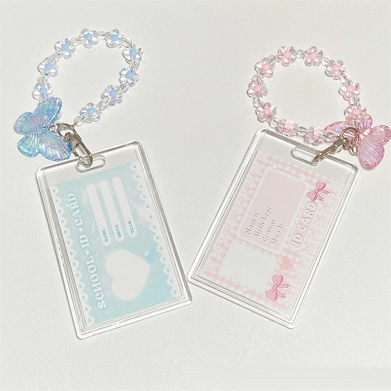 Ins Acrylic Crystal Butterfly Photocard Holder Transparent 3 Inch Idol Cards Holder Student Bus Card Case Photo Protector