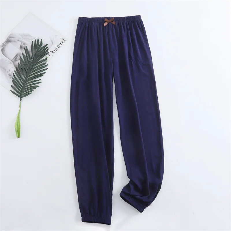 Spring and summer new women\'s trousers 100% viscose leg + straight casual breathable comfortable plus size home sleep pants cute