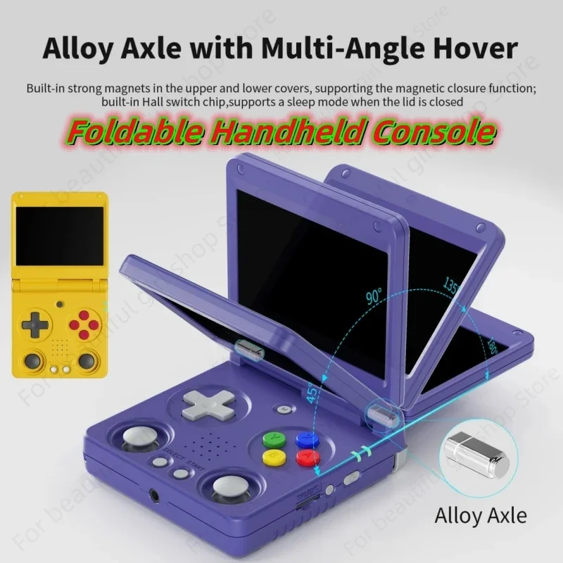 RG34XXSP แบบพกพา Retro คอนโซลเกมมือถือแบบพับได้ 3300mAh แบตเตอรี่ Dual จอยสติ๊กสนับสนุน WiFi Bluetooth TV เอาต์พุตเด็กของขวัญ