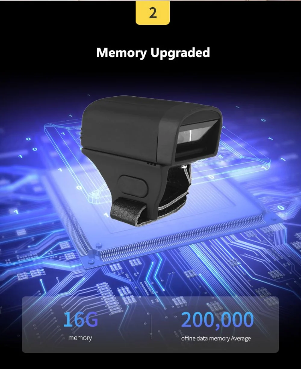 Супер мини-пальцевый носимый сканер штрих-кода портативный 1D 2D Qr сканер штрих-кода Bt Usb беспроводной сканер штрих-кода