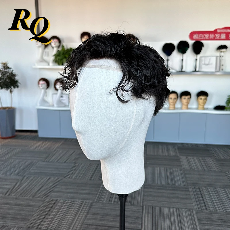 Pre-Cut Q6 Toupee For Men Lace & PU Base Human Hair System Unit Toupee Wig For Men Durable Male Hair Prosthesis Men\'s Wigs